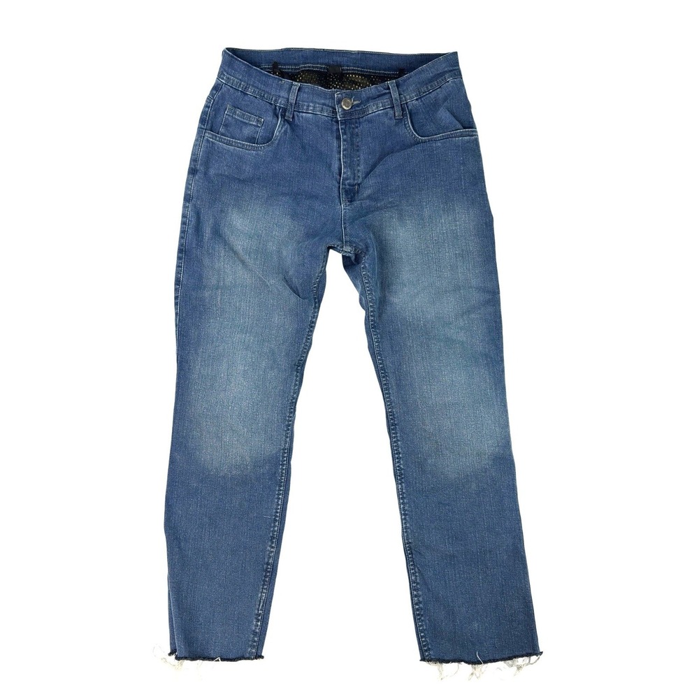 Street & Steel Oakland Motorcycle‎ Jeans Mens Sz 34 Lined Knee Pads Stretch Blue